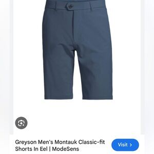 Greyson Men's Navy Flat Front Shorts - Color Eel, size 36 NWOT